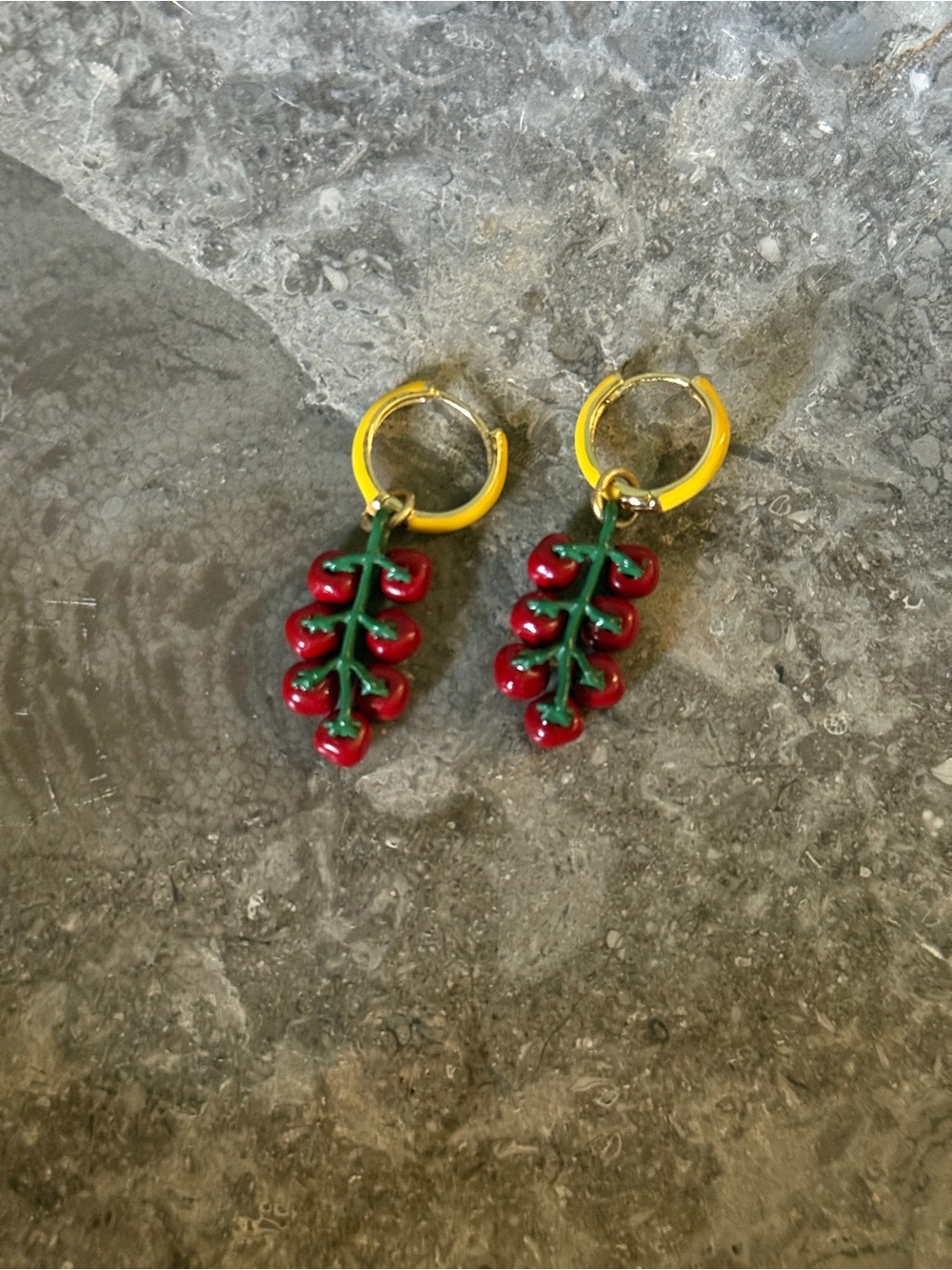 Man Repeller tomato hoop earrings